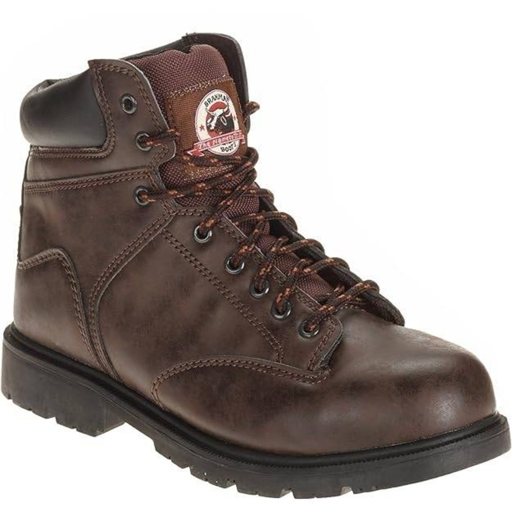 Brahma Men's Raid Steel Toe Work Utility Lace Up Rugged Ankle Boots Brown Size 8